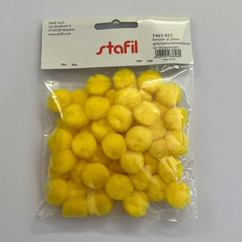 Pompon gialli (busta da 70 pezzi) stafil 20mm