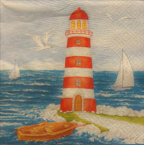 tovaglioli per decoupage faro con vista mare arti e grafica busta da 2 pezzi 33x33