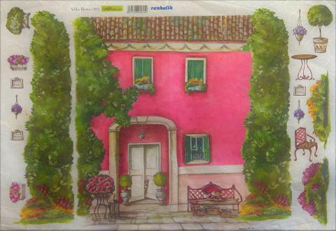 Carta riso villa rosa stamperia 1 foglio 33x48 (cm)