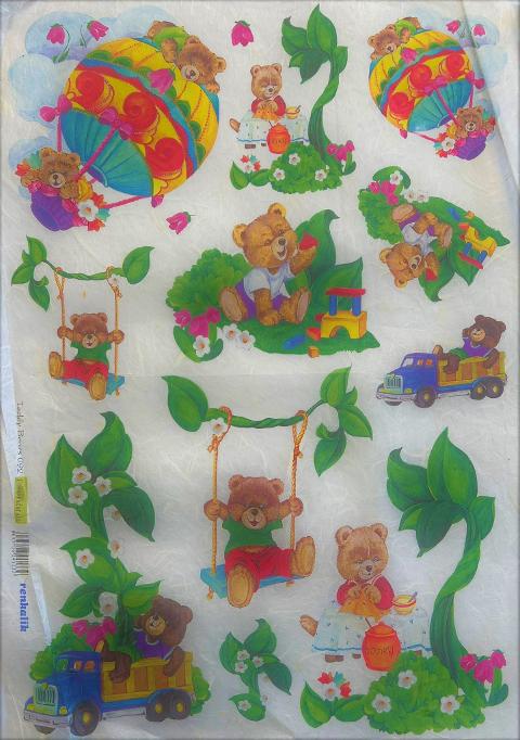 Carta riso teddy bears stamperia 1 foglio 33x48 (cm)