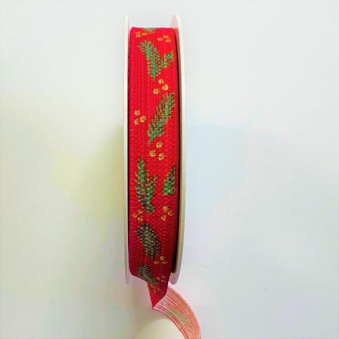 nastro rosso con agrifoglio goldina 15 mm x 1 metro
