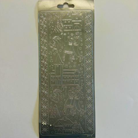 Sticker Natalizio con decori argento arti e grafica 10 x 24 cm