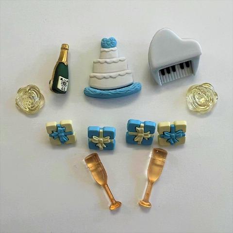 Bottoni decorativi in resina - a tema matrimonio stafil 11 pezzi per 3 cm