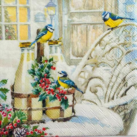 tovaglioli per decoupage uccelli nel giardino d'inverno arti e grafica busta da 2 pezzi 33x33