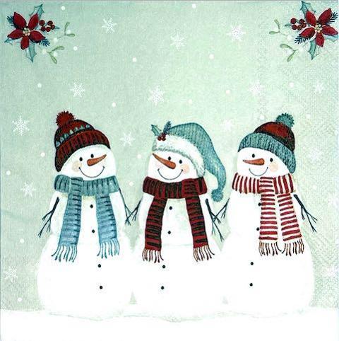 Tovaglioli per decoupage natalizio con pupazzi di neve arti e grafica busta 2 pz da 33x33