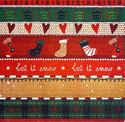 Tovaglioli per decoupage natalizio con alberi, cuori e calzini arti e grafica busta 2 pz da 33x33