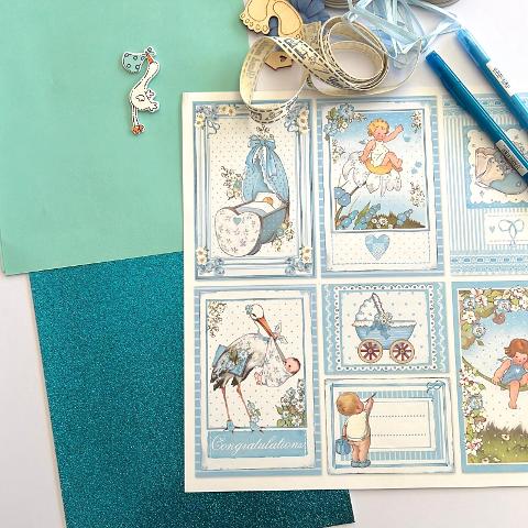 Scrapbooking: Kit offerta per realizzare album  it's a boy arti e grafica busta kit con12 articoli