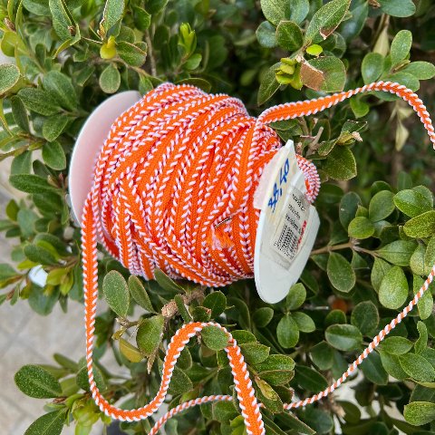 Passamaneria con filo intrecciato Arancio e Bianco - 6 mm Stafil 6 mm x 1 mt