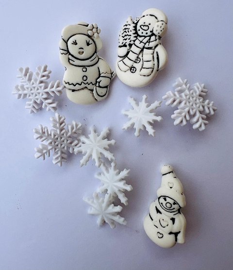 Bottoni decorativi angeli e fiocchi di neve marianne hobby 2.5cm