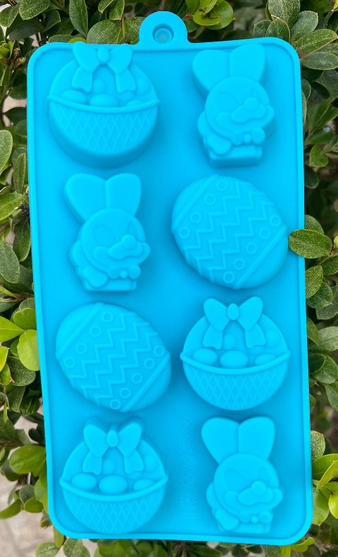 Stampo in silicone - uova cesto e conigli hobby fun 9 cm x 18 cm