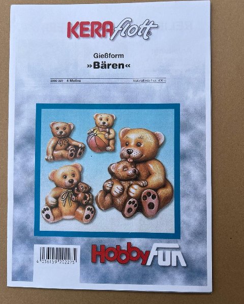 Stampo in plastica con 4 orsetti hobby fun 16 cm x 23 cm