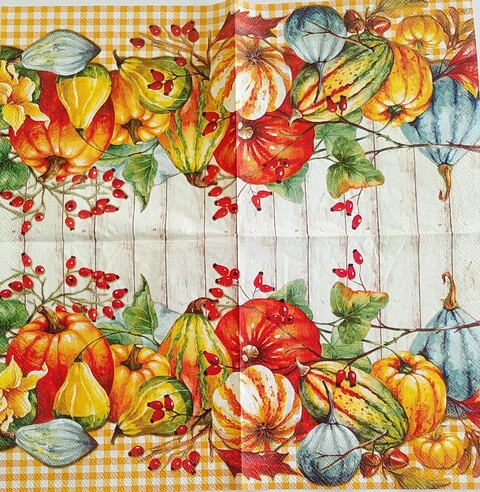 Tovagliolo zucche autunnali arti e grafica busta da 2 pezzi 25 x 25 cm