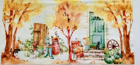 tovaglioli per decoupage paesaggio autunnale con zucche arti e grafica busta da 2 pezzi 30x30