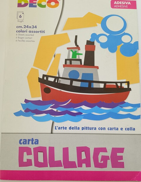 album di carta  collage adesiva colori assortiti cwr 6 fogli  24x34 cm