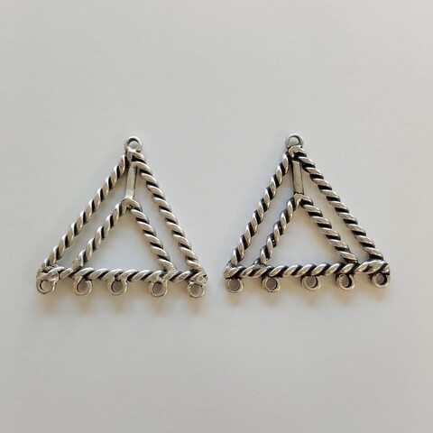accessori per orecchini triangolari  colore argento 55 x 55 mm Free Bigiotteria busta da 2 coppie