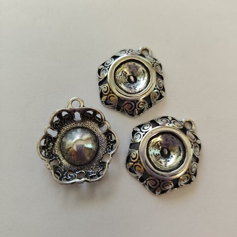 ciondolo per castone 14 mm in  zama colore argento antico Free Bigiotteria busta da 10 pezzi