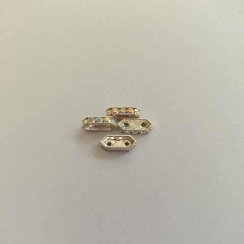 divisori a 2 fori di swarovski argento con strass laterale mm 10 mm swarovski busta da 10 pezzi