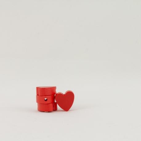 ciondolo cuore di legno con foro passante colore rosso marianne hobby 20x20x8 mm