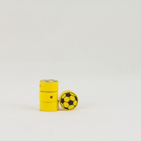 ciondolo pallone calcio di legno con foro passante giallo marianne hobby 2 cm