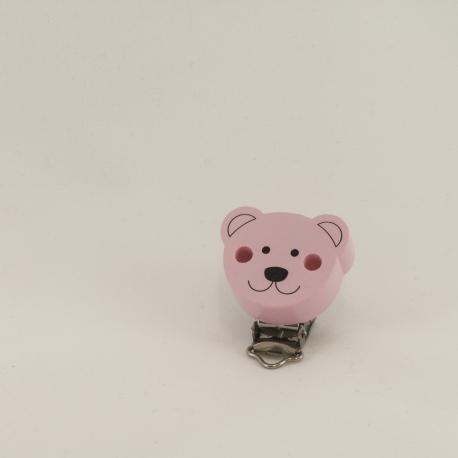 clip per ciuccio a forma di orso rosa hobby fun 37x30x12mm