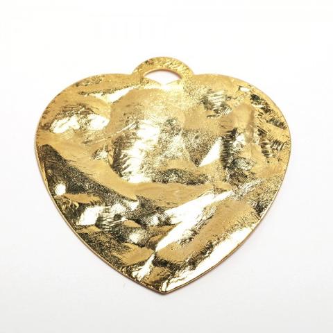 Ciondolo cuore martellato  colore oro 45 mm menoni busta da 3 pezzi