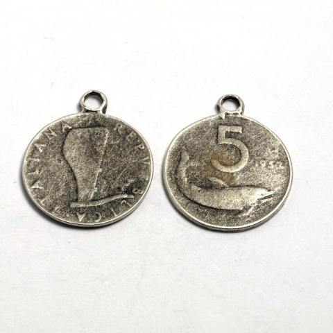 ciondolo 5 lire 20 mm (1pezzo) menoni argento antico