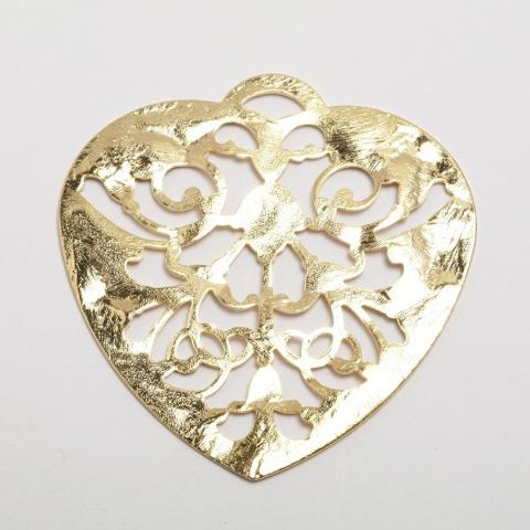 Ciondolo cuore martellato colore oro menoni busta da 3 pezzi 48mm