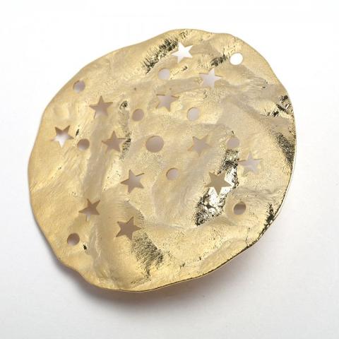 Ciondolo disco martellato decorato  (2pezzi) menoni colore oro