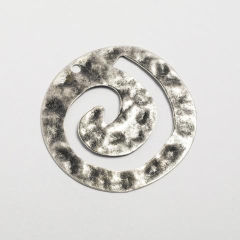 Ciondolo guarnizione tribale a spirale 48mm menoni  argento antico