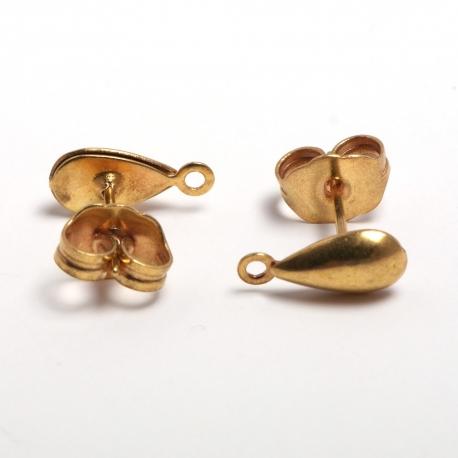 Confezione Orecchini  perno con goccia colore oro mm15 menoni busta da 10 coppie