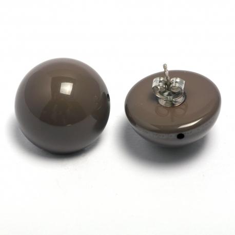 coppia bottone per orecchino marrone - bot2 (1 coppia) arti e grafica resina 18mm