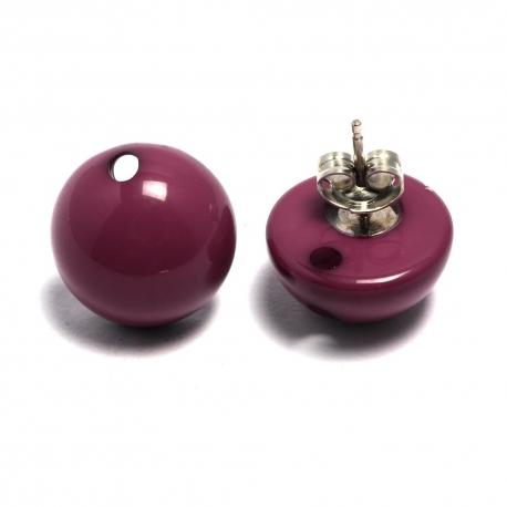 Coppia  bottoni per orecchino prugna - bot1 (1 coppia) arti e grafica resina D15mm