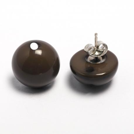 Coppia Bottone per orecchino marrone - bot1 (1 coppia) arti e grafica resina D15mm