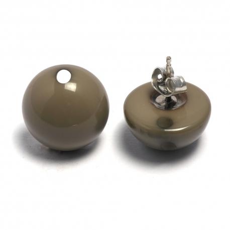 Coppia Bottoni per orecchini grigio - bot1 (1 coppia) arti e grafica resina D15mm