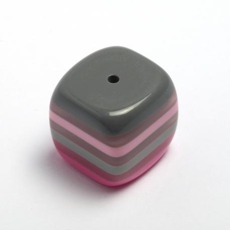 Cubo in resina a righe grigio-rosa valter 18x18mm busta da 1 pezzo