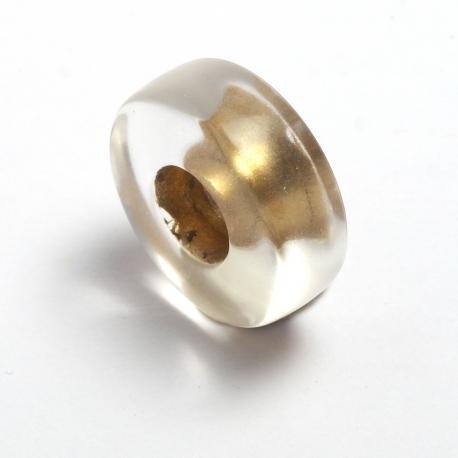 Perla in resina rondella trasparente /oro lucida arti e grafica d 15