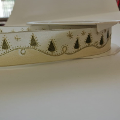 Nastro di Natale con decoro Albero Natale con filo metallico Nastro Arti e Grafica Fantasia Alberelli, Stelle e Brillantini 25mm