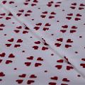 Tessuto cotone pesante bianco con cuori rossi arti egrafica cm 150 x 50