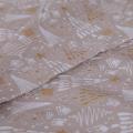 Stoffa Natalizia con fondo beige  ed alberelli stilizzati bianchi stafil 140 cm x 50 cm