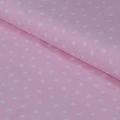 Tessuto rigatino rosa con piccoli  cuori bianchi Stafil cm 150 x 50