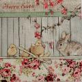 tovaglioli shabby chic fiori e animali rose, coniglio e pulcini arti e grafica busta da 2 pezzi 33 x 33 cm