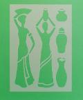 Stencil donne etniche e vasi stamperia 21x29,7