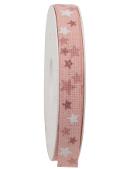 nastro rosa  con stelle bianco e rosa goldina 15 mm x 1mt - Nastri