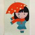 Sagomine in feltro Bambina con l'ombrello Stamperia busta con 1 foglio 14,8 x 21 cm