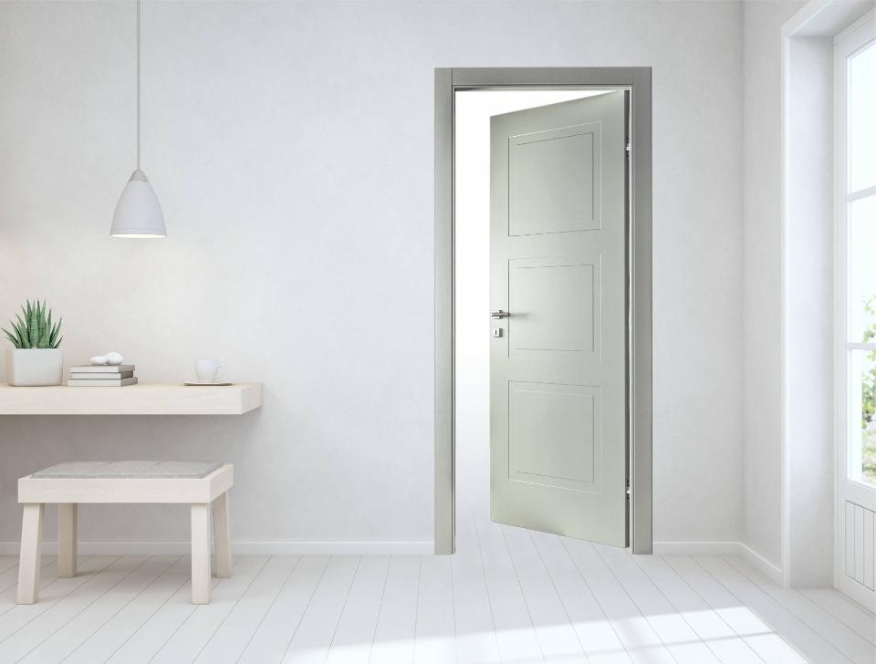PORTE LACCATE IMIC - MOD. GEOMETRIKA  703 G CON ANTA TAMBURATA PANTOGRAFATA CON TRE RIQUADRI SIMMETRICI
