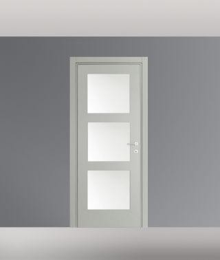 PORTE LACCATE IMIC - MOD. GEOMETRIKA  703 GV CON ANTA TAMBURATA PANTOGRAFATA CON TRE RIQUADRI VANO VETRO