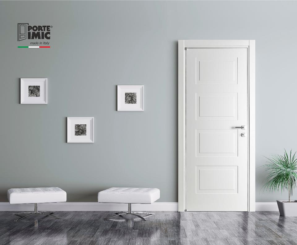 PORTE LACCATE IMIC - MOD. GEOMETRIKA 704 G IMIC CON ANTA TAMBURATA PANTOGRAFATA  CON QUATTRO RIQUADRI