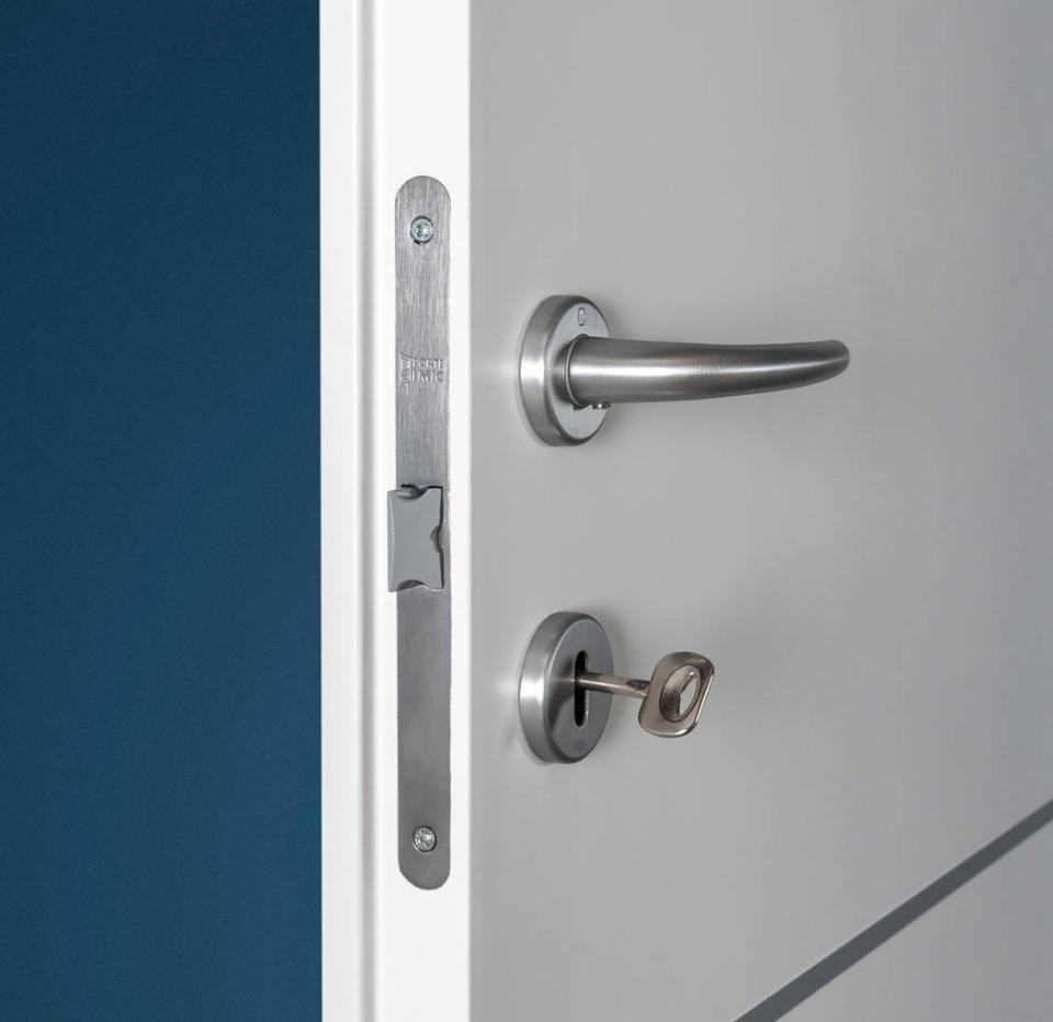 PORTE LACCATE IMIC - MOD. FLAT 100 A2 CON ANTA TAMBURATA LACCATA NOBILITATA CON INSERTI IN ALLUMINIO