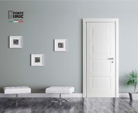PORTE LACCATE IMIC - MOD. GEOMETRIKA 704 G IMIC CON ANTA TAMBURATA PANTOGRAFATA  CON QUATTRO RIQUADRI