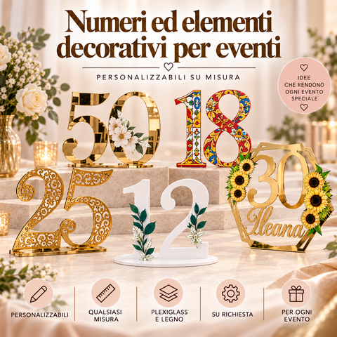 NUMERI ED ELEMENTI DECORATIVI PER EVENTI
